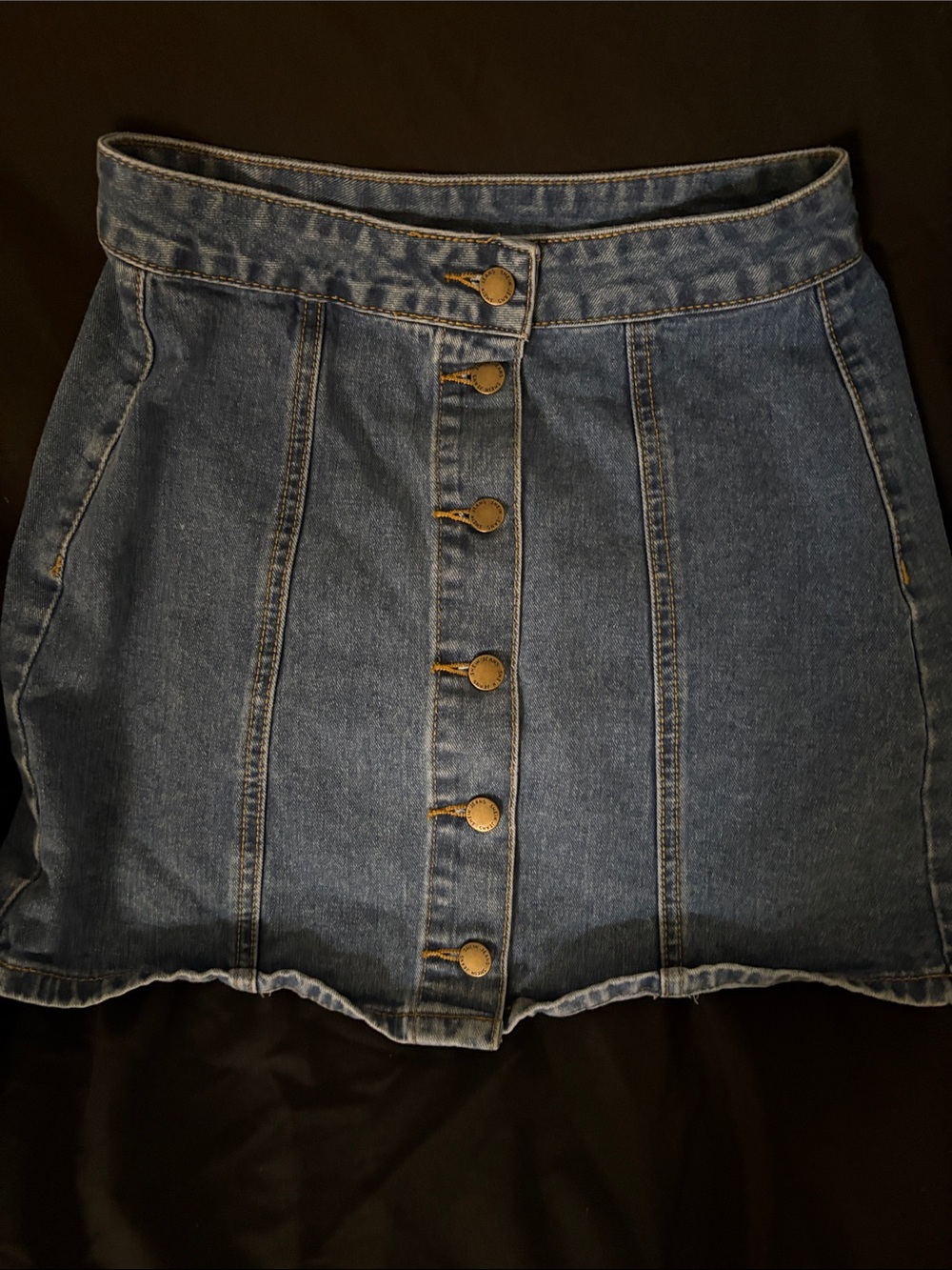 SHEIN Blue Button-Front Denim Mini Skirt
